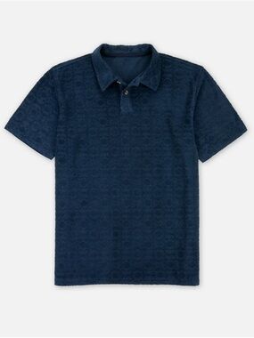 Jetty Men’s Jacquard Terry Knit Manahawkin Polo Navy Blue Size XL